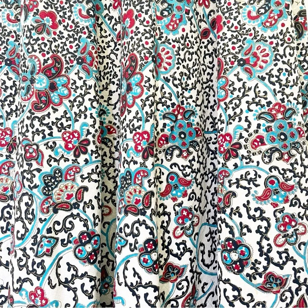 Coldwater Creek Size Medium Maxi Skirt Beaded Trim Peasant Boho Black Red Aqua - Image 8