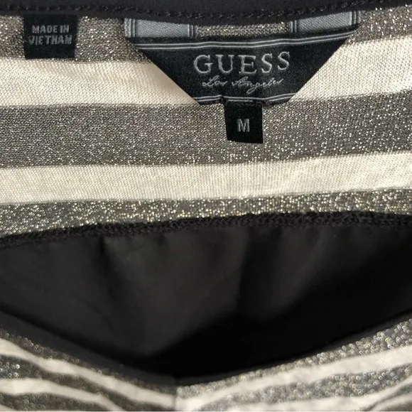 Guess V-neck sheer stripe at top Metallic sparkle - Image 7
