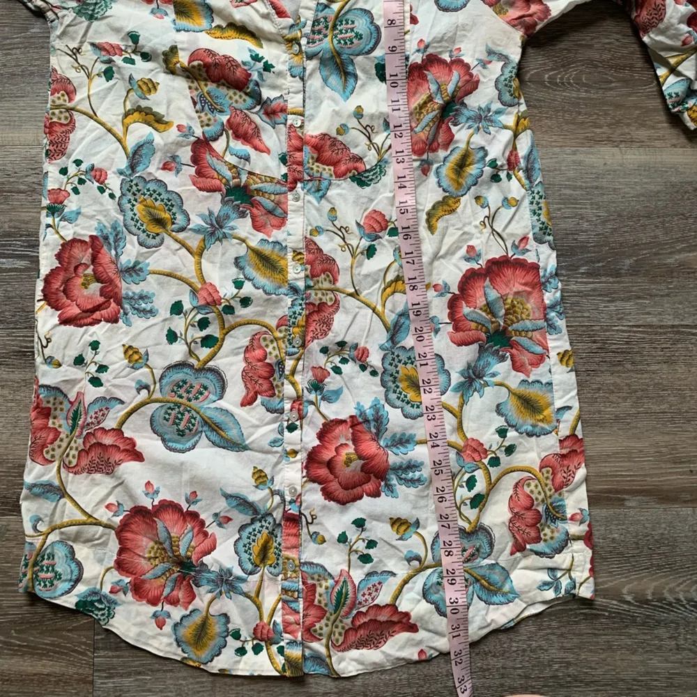 Zara Woman Off White Floral Button Up Blouse S - Image 6