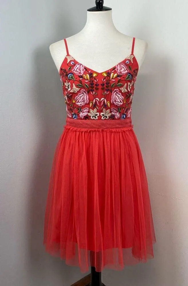 French Connection Embroidered Tulle Mini Dress Size 4 New - Image 4