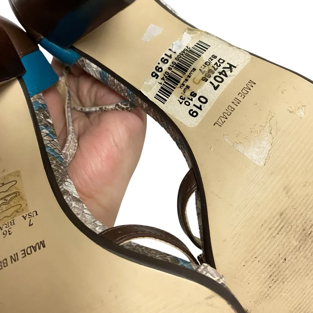 LE CHATEAU Women's Sandals High Heels Open Toe Sz 7 Crisscross Blue - Image 6