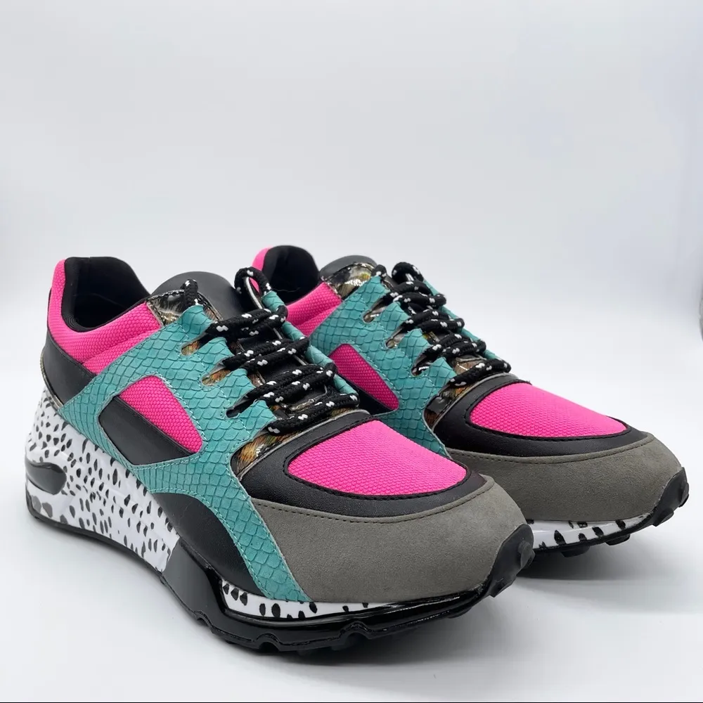 Steve Maddens Cliff Bright Multicolored Pink Blue Gray Sneakers - Image 2