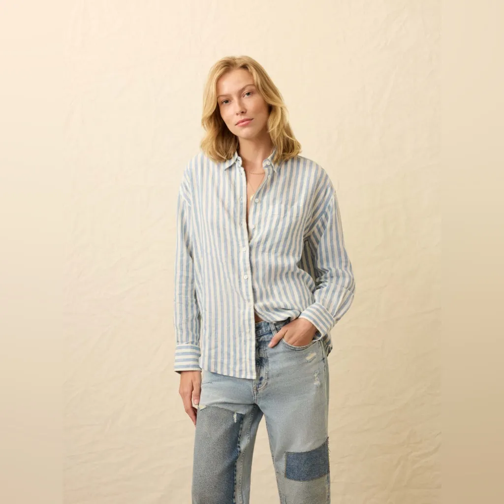 Faherty Laguna Linen Relaxed Shirt - Ocean Lucy Stripe - Image 2