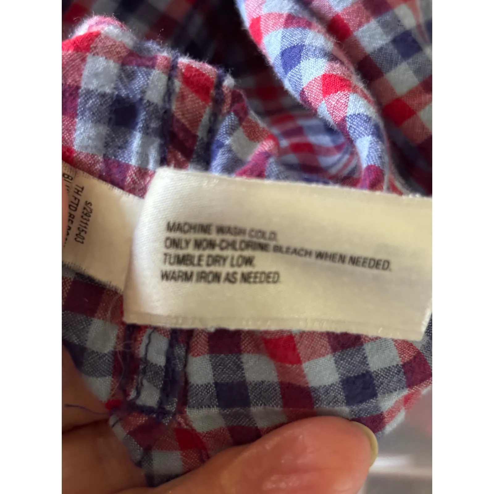 Gap Women's XXL Fitted Boyfriend Shirt‎ Red Blue Check Navy Light - Image 8