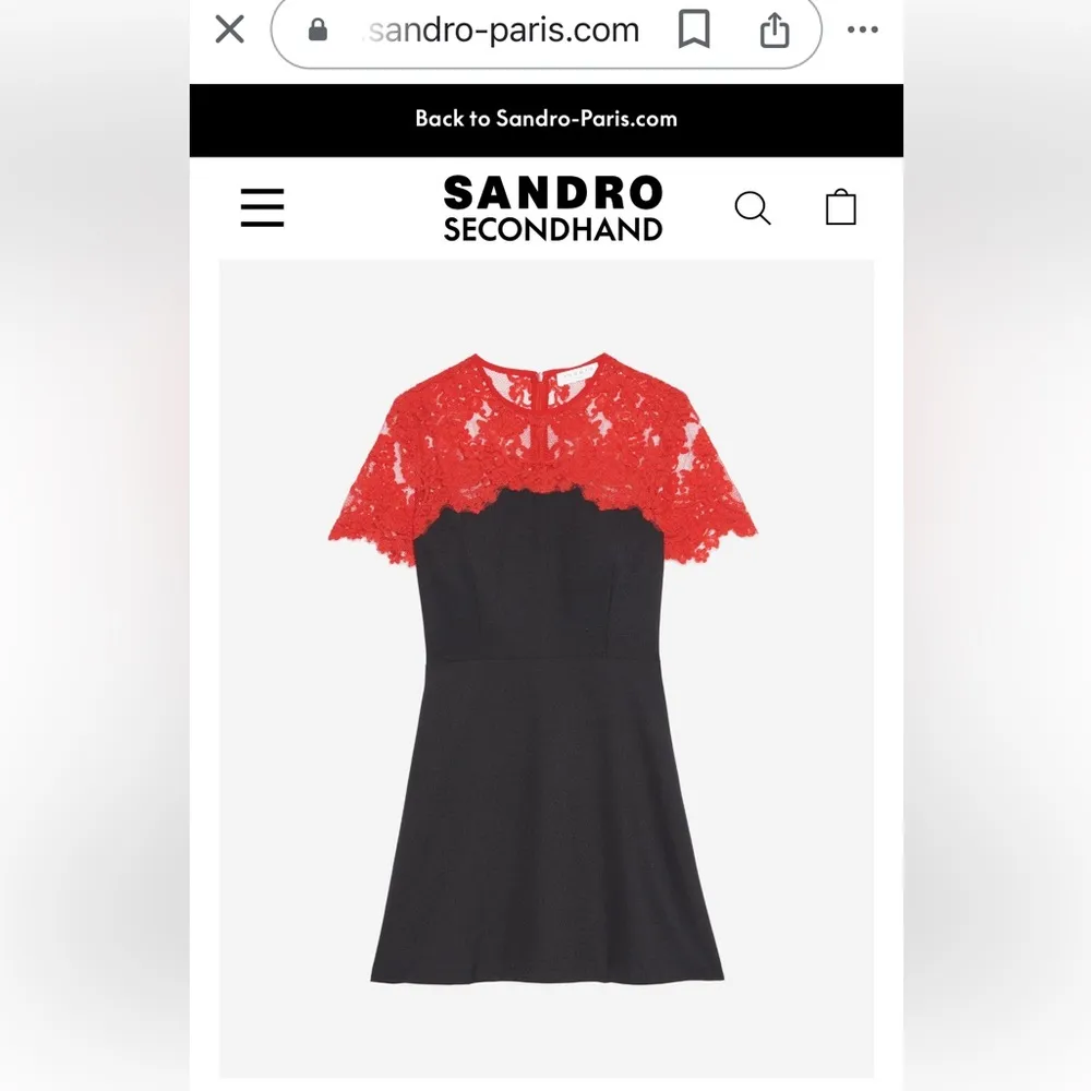 Sandro Paris Gigi Black Red Lace A-line Mini Dress Designer Emily in Paris - Image 15