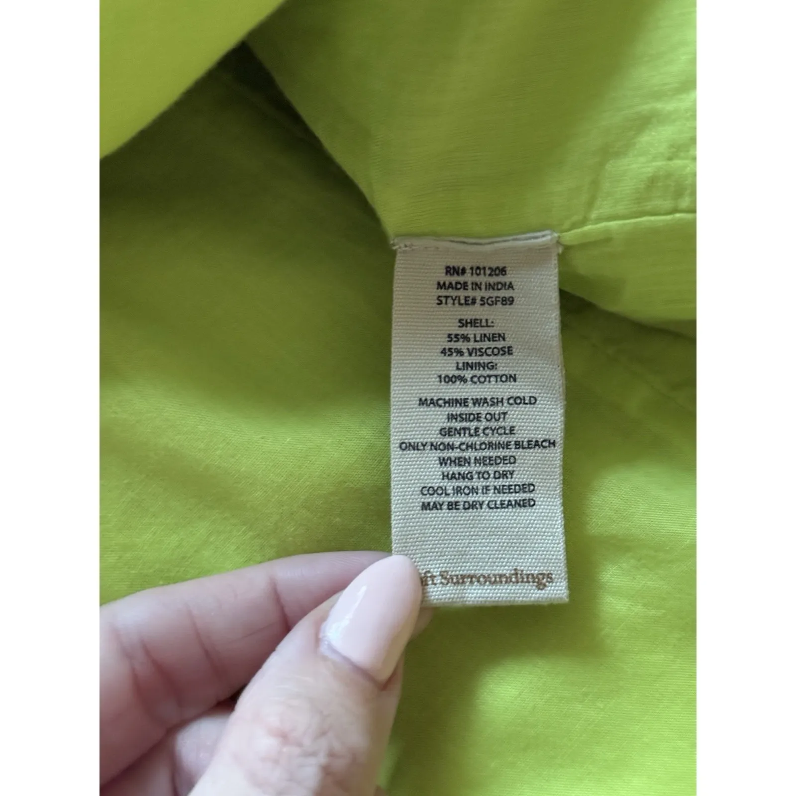 Soft Surroundings Womens Blazer Size ~1X Chartreuse Bright Green Linen Blend - Image 5