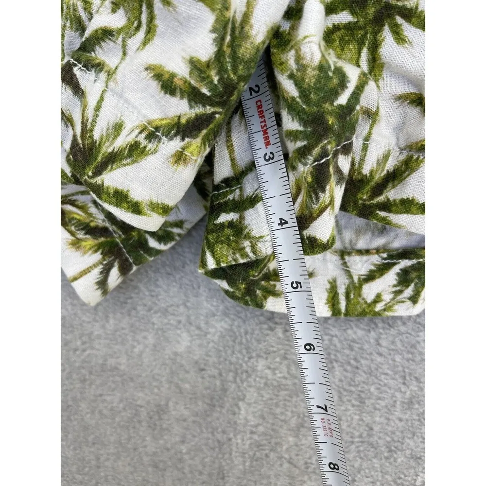 Briggs Women's Pull On Shorts Linen Blend Green Palms Size Large Pockets Elastic - Image 9