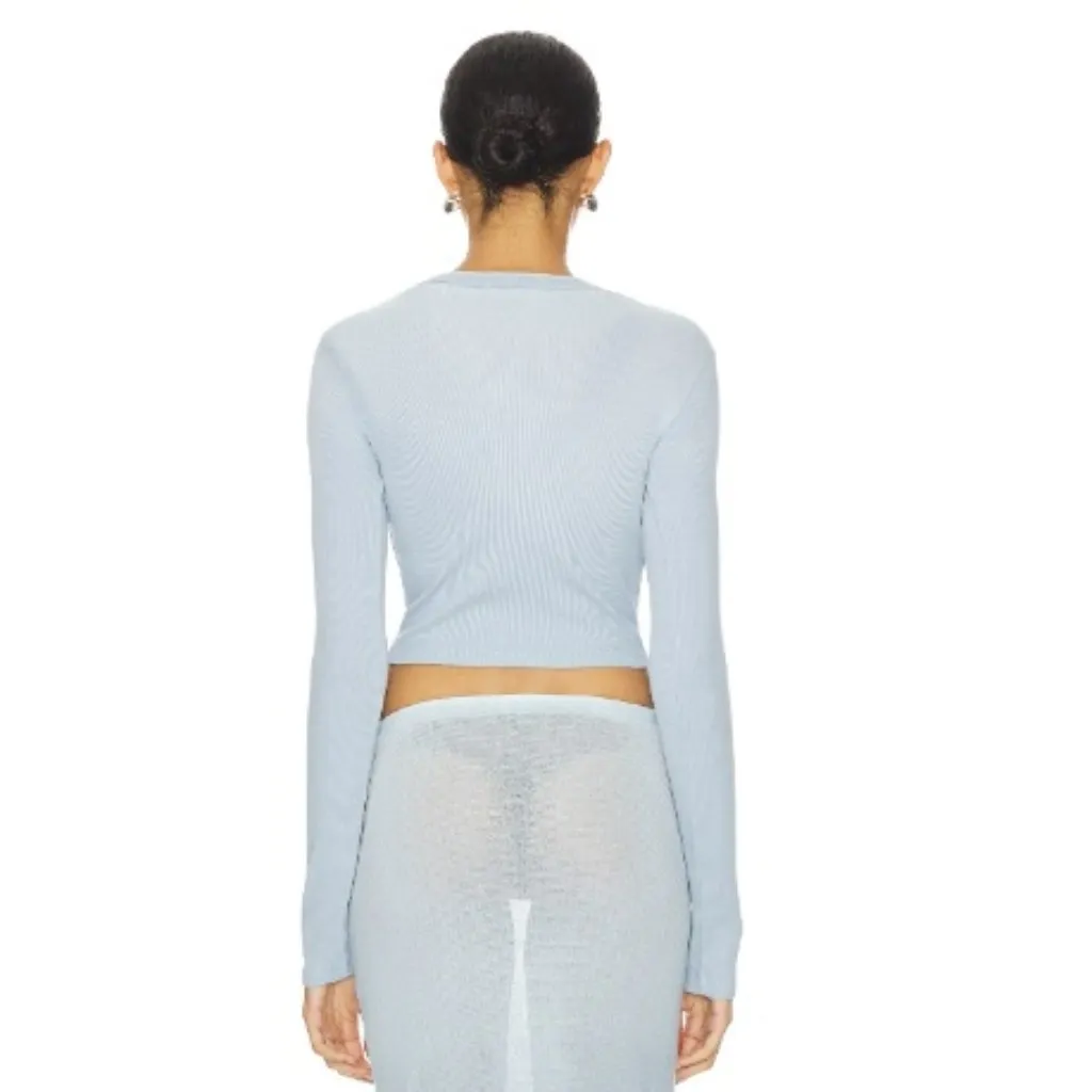 Cotton Citizen The Verona Crop U-neck Shirt, Crystalline Cast Blue | Size Small - Image 2