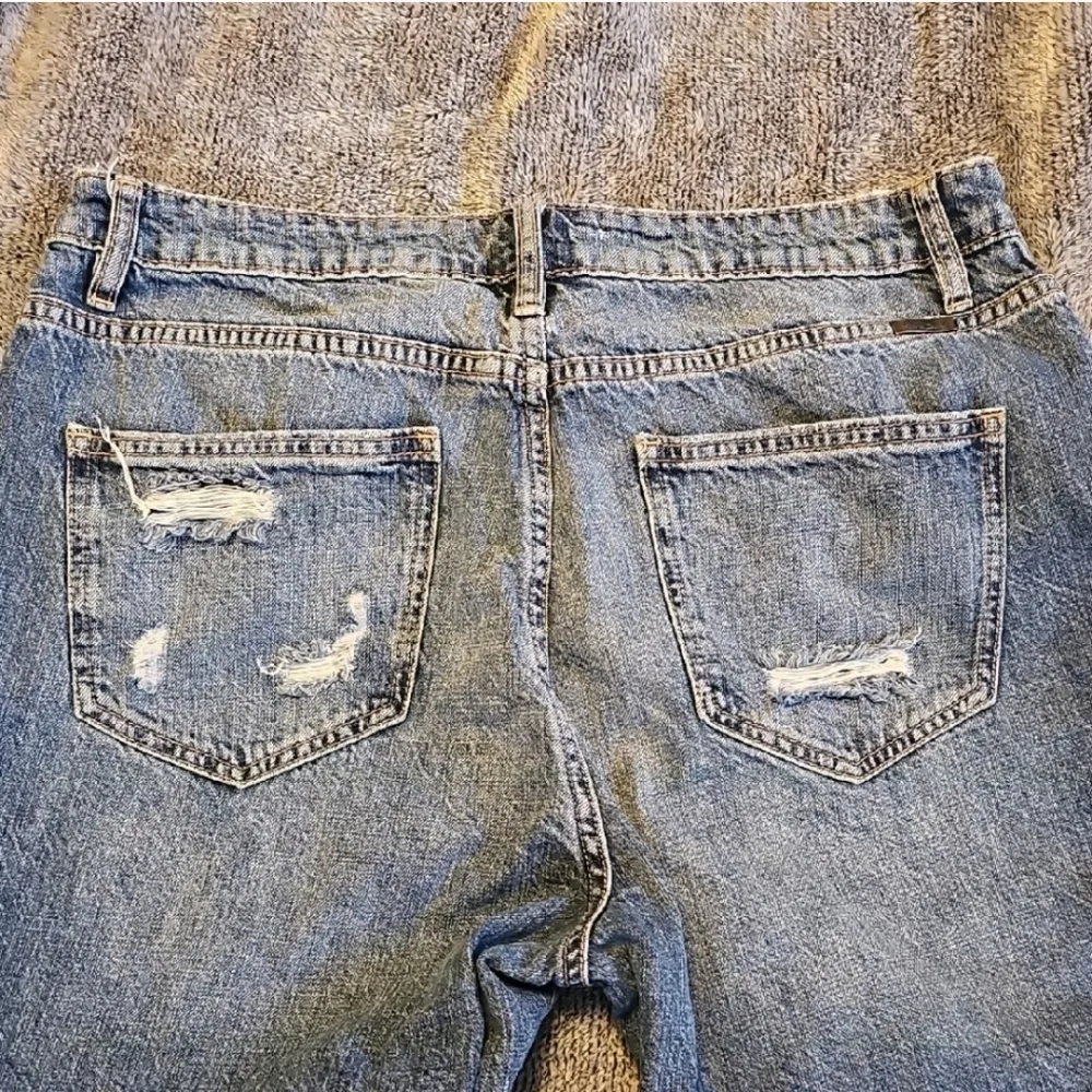 KanCan Jeans Estilo High Waist Distressed Straight Relaxed Denim Blue Size 13/30 - Image 4