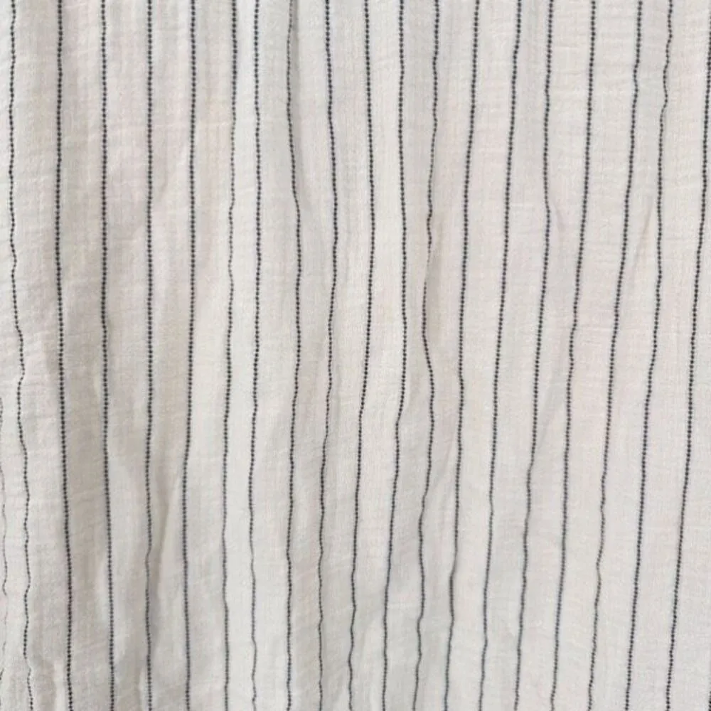 Joie Striped Top Gauzy Fringe Tie Peasant Boho SS Shirt Small‎ White Black - Image 10