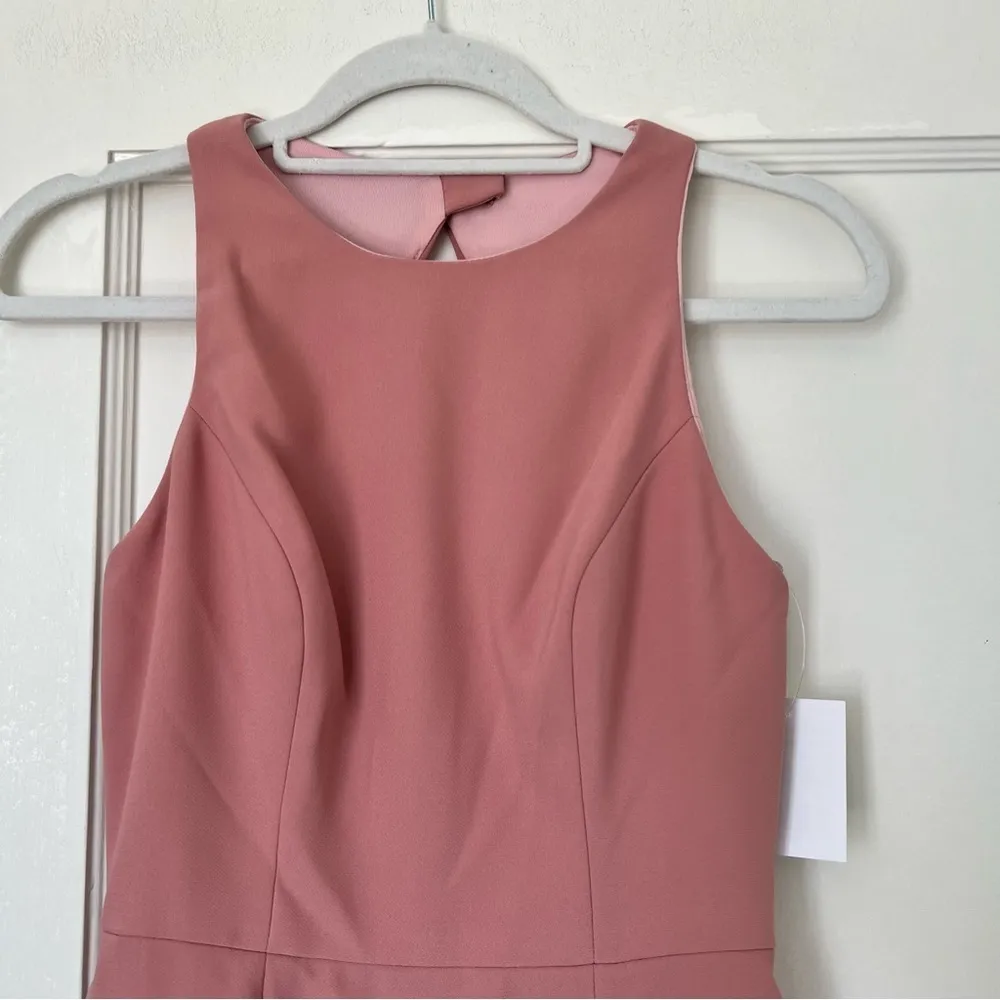 Dessy Collection DIAMOND CUTOUT BACK TRUMPET GOWN WITH FRONT SLIT IN DESERT ROSE Pink Size 2 - Image 4