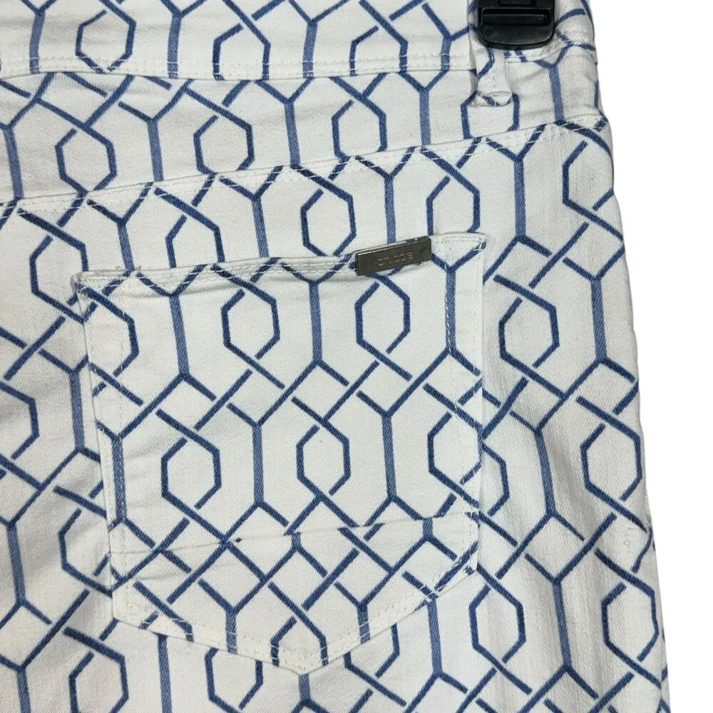 Chico’s SZ 2 (Large/12) So Slimming Girlfriend Crop Jeans Trellis Tile Hi-Rise - Image 7