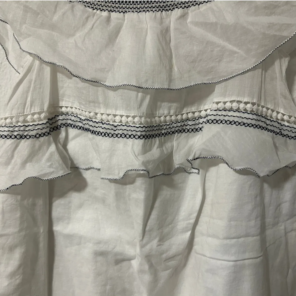 Kisuii Bohemian Tiered Off Shoulder Cotton Mini Dress cottagecore beachwear‎ White - Image 10