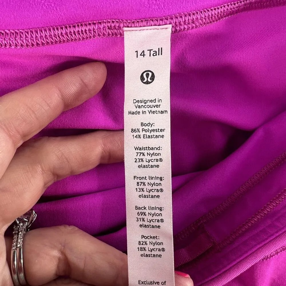 Lululemon 14 Tall Pace Rival Skirt 4-way Stretch 15" Dark Prism Bright Hot Pink - Image 6