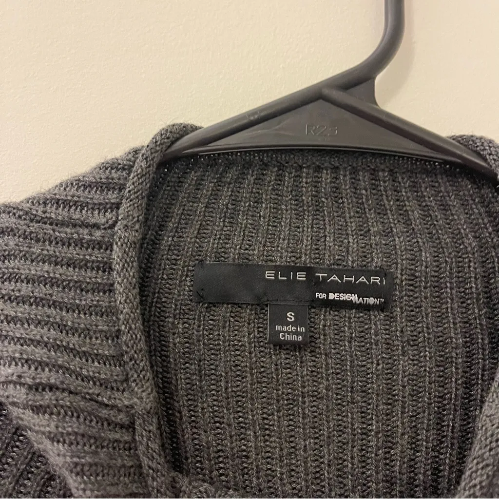 Elie Tahari S Grey Knit Wool Blend Cowl Neck Sweater Modern Classic Old Money - Image 5