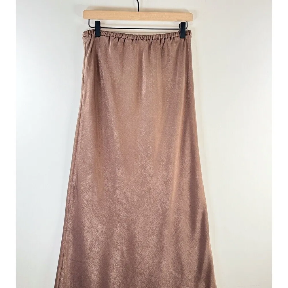 Self Contrast Womens Skirt Alaia Overlap Split Front A Line Pull On Casual Large Brown - Image 8