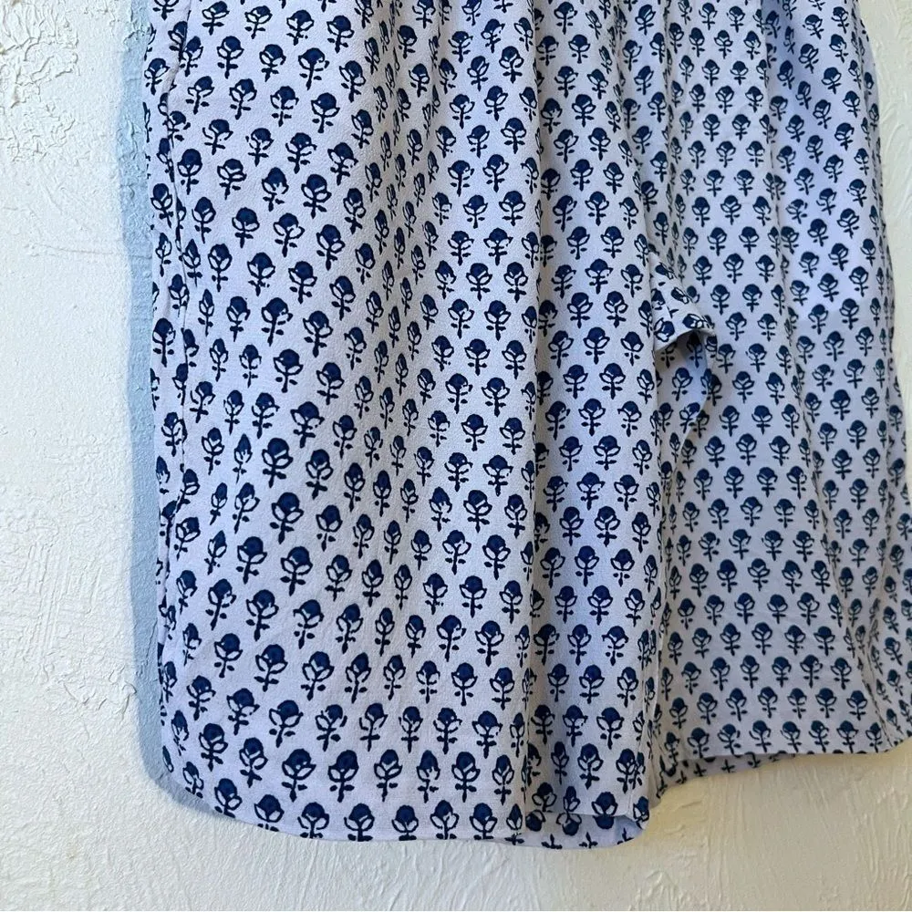 Rebecca Taylor Ditsy Tulip Print Shorts Blue White Bermuda   Size 6 - Image 4