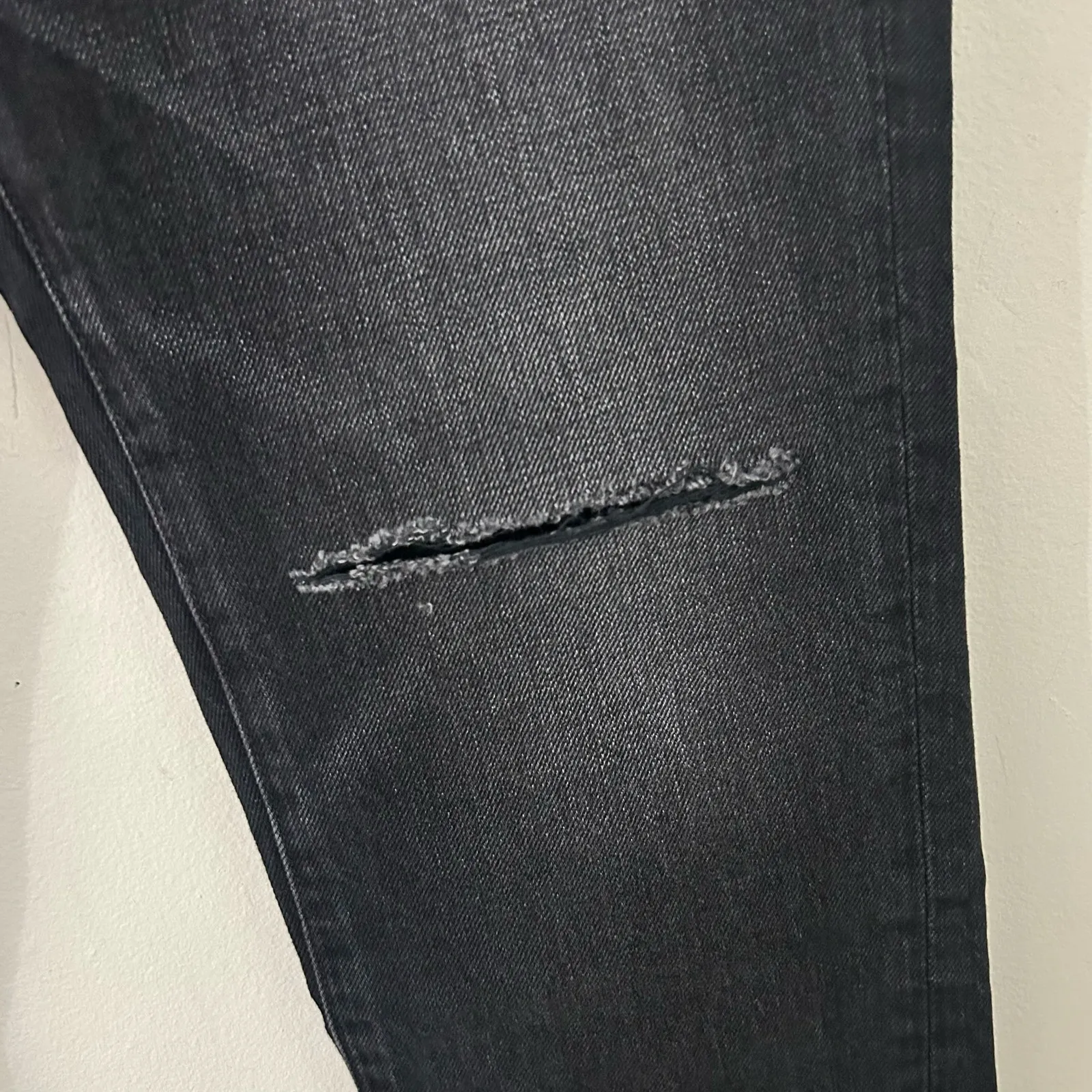 Edwin Women's CAi Straight Leg Ripped Distressed Black Denim Jeans 27 New - Image 5