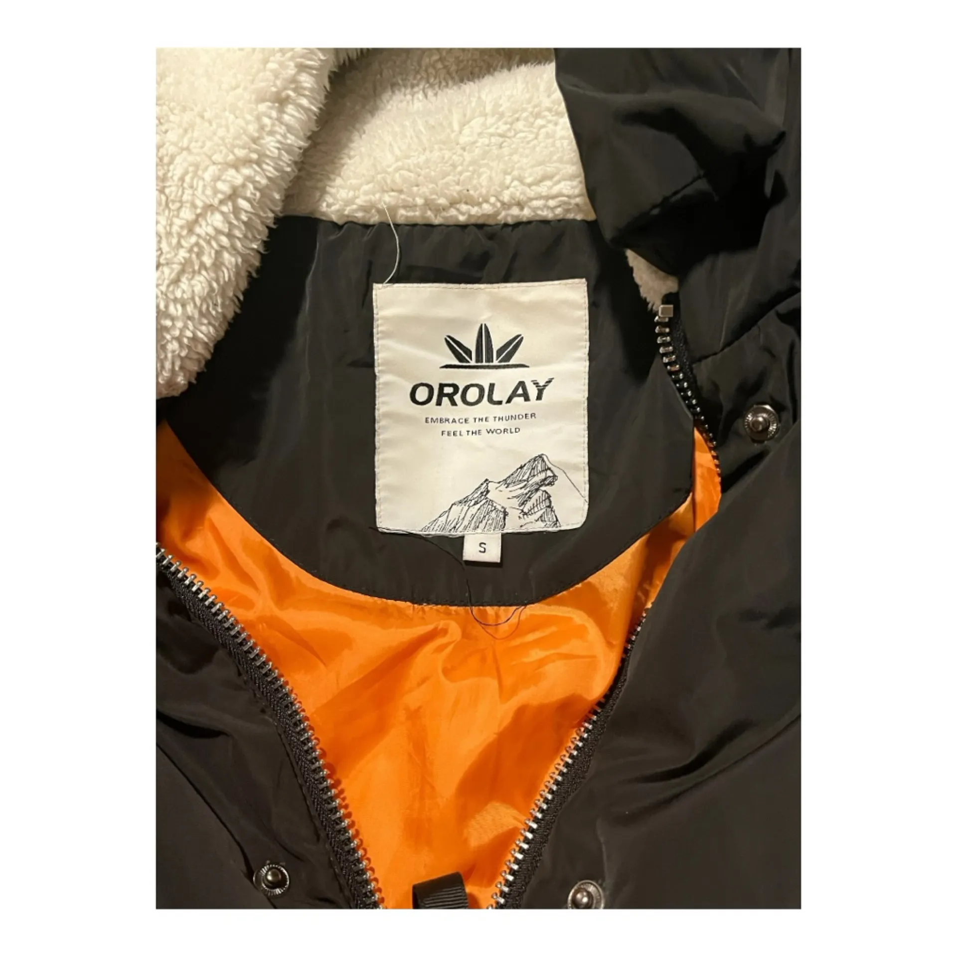 Orolay Thickened Black 700+ Fill Power Down Puffer Jacket Hooded Small - Image 3