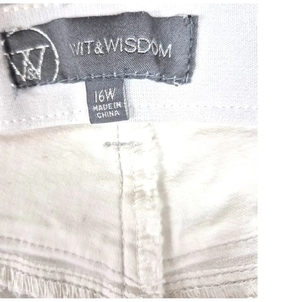 Wit & Wisdom White Cotton Blend Pants Elast Waistband Tapered Ankle Sz 16W - Image 3