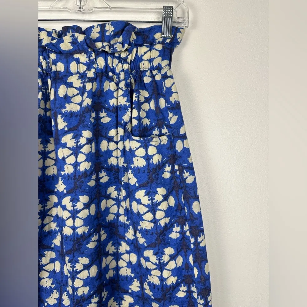 Anthropologie Paper Bag Midi Skirt Porridge Lanai Blue Linen Cotton Women’s XS - Image 6