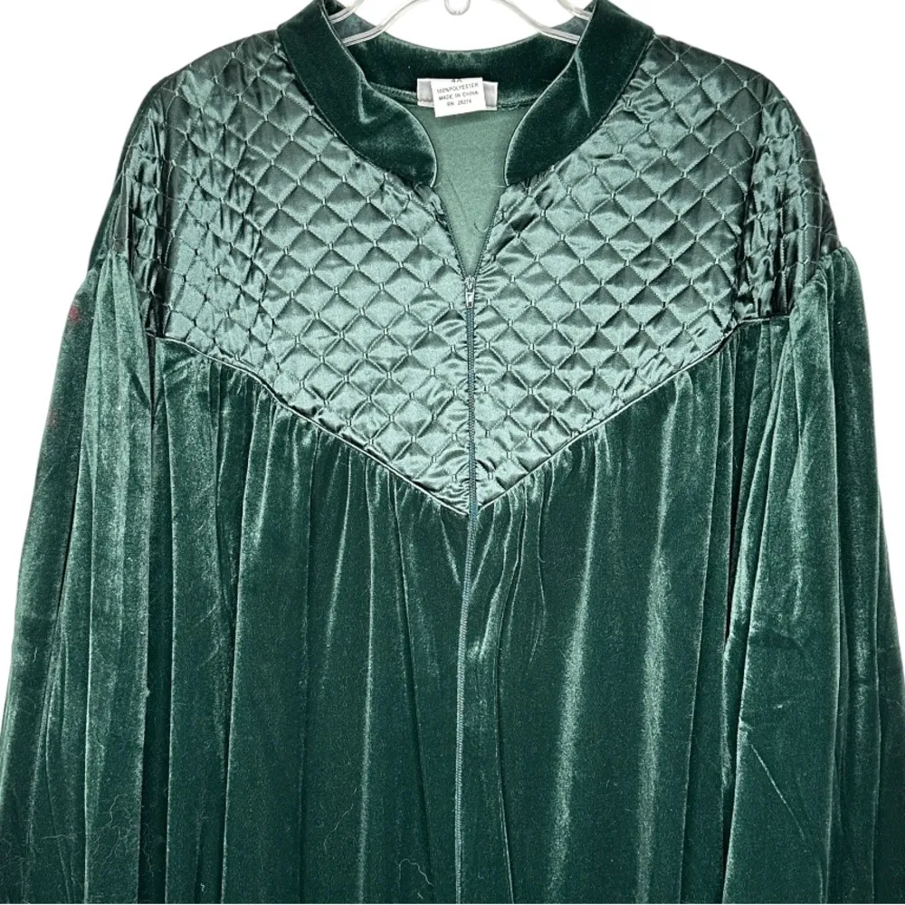 Vintage CW Classics Velvet Zip Green Robe‎ Size 4X - Image 5