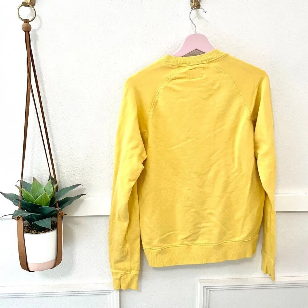 Pact Organic Cotton Essential Crew Neck Sweatshirt Yellow Raglan Sleeves Size S - Image 5