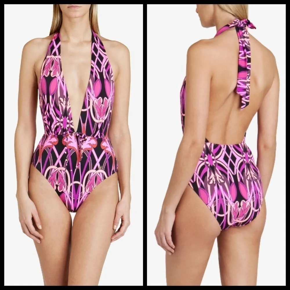 💕TED BAKER💕 Linear Pattern Deep Plunge Swimsuit - Image 2