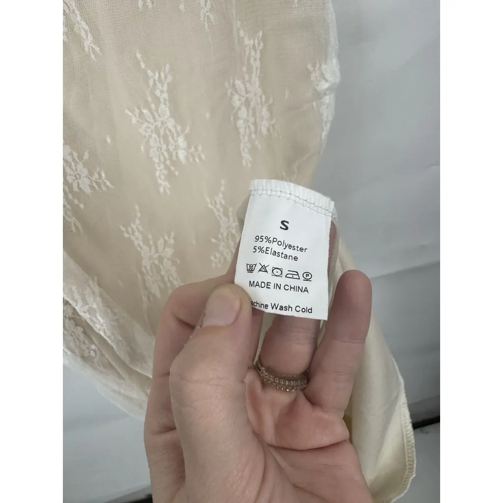 Coquette Y2K Lace Midi Skirt Women‎ Small Ivory Fairy Whimsical Retro Minimalist - Image 3