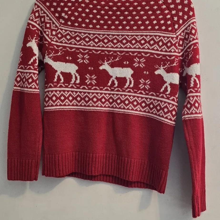 dELiA*s Red and White Patterned Knit Top Size M - Image 3