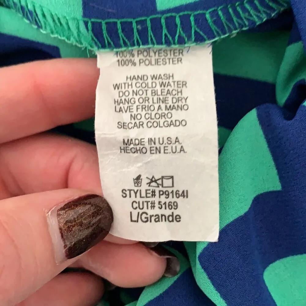 MITTO Blue & Green Sleeveless Chevron Shorts Romper Sz L - Image 6