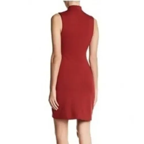 BB Dakota Dress Womens Small Red Bales Sleeveless Mock Neck Sheath - Image 3