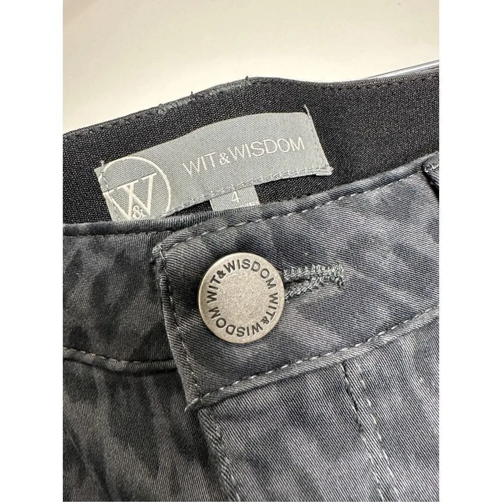 Wit & Wisdom Pants Womens Animal Print Straight Leg Gray/Black Size 4 NWT Gray - Image 5