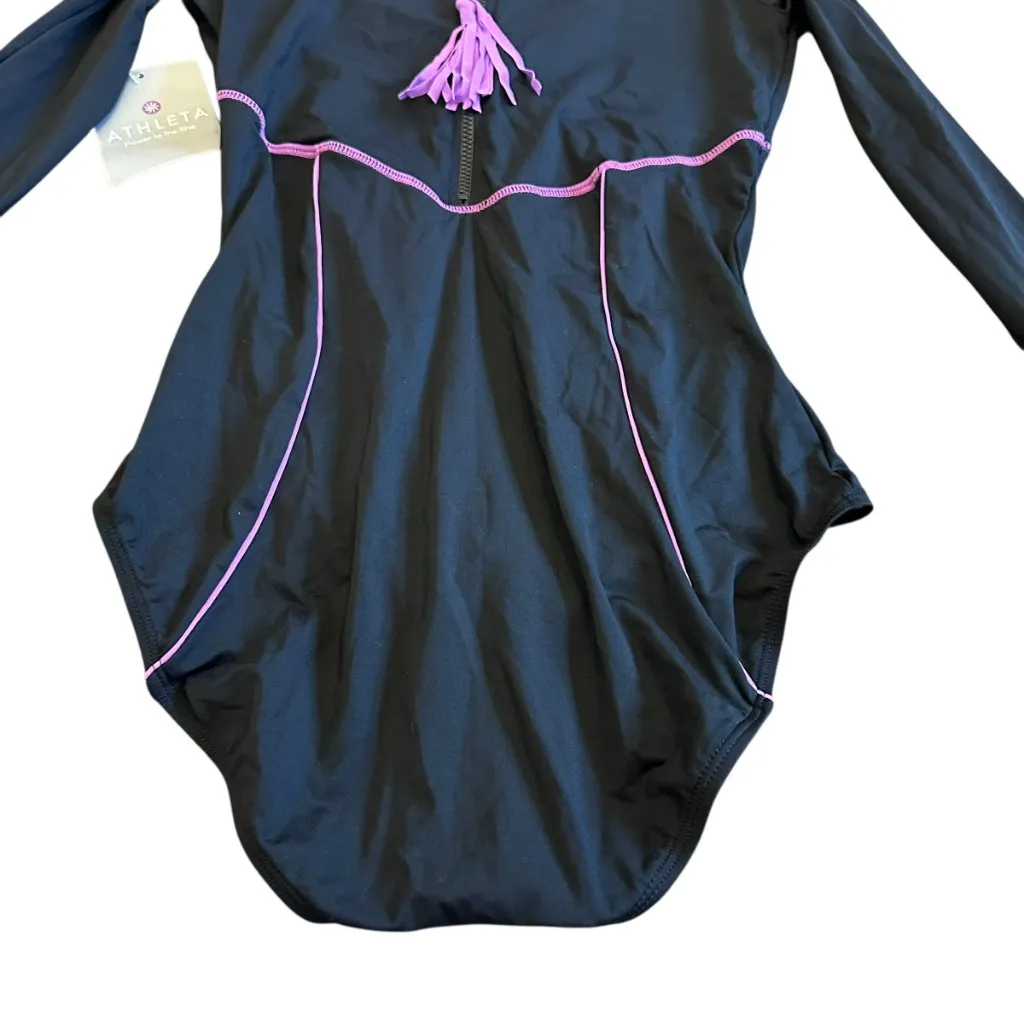 Athleta Ariel One Piece Swimsuit Rash Guard Long Sleeve Black Stretch Sz XS NWT - Image 11