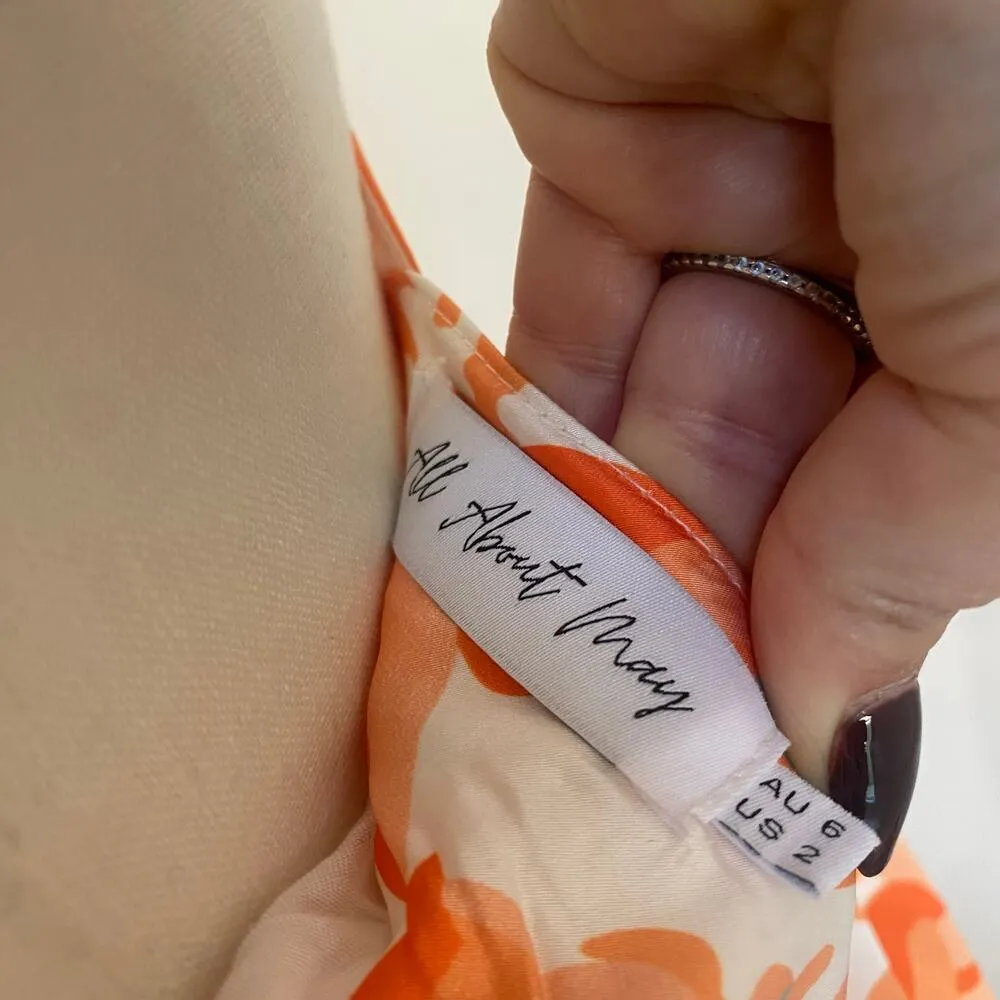 All About May Floral Halter Midi Dress Size 2 White - Image 2