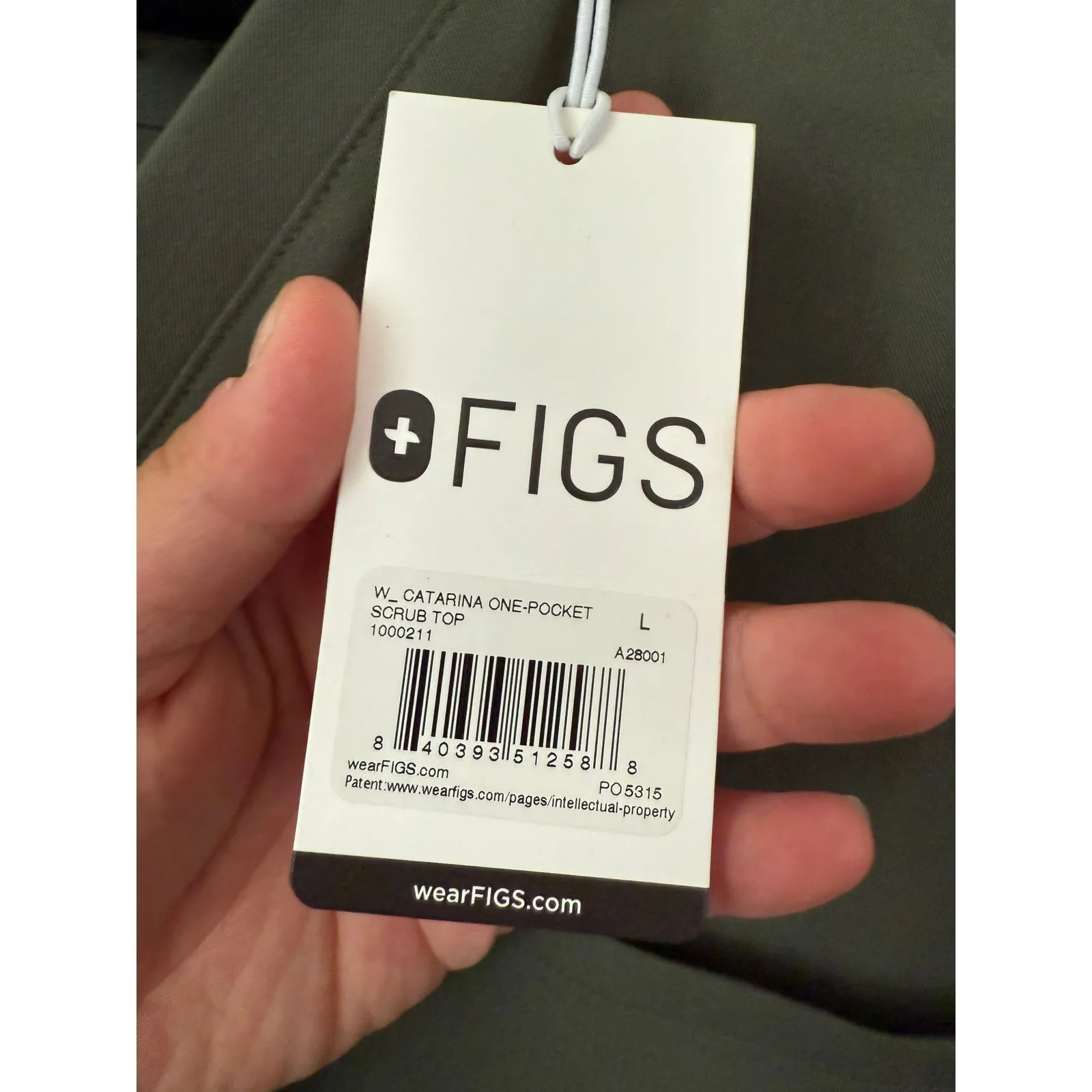 NWT Figs Green V-Neck Short Sleeve Catarina One Pocket Scrub Top PO5315-Large - Image 3