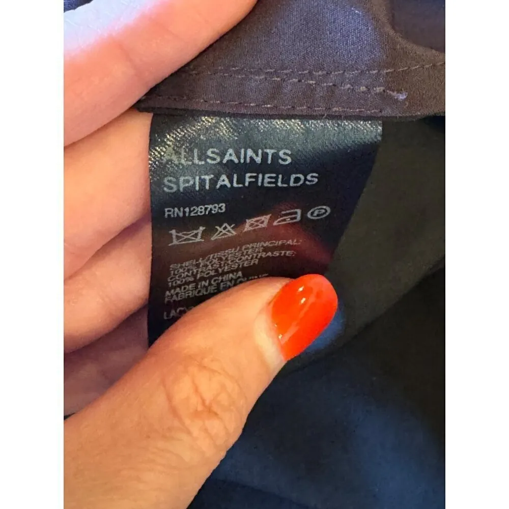 AllSaints Dress Women‎ 4 Brown Black Silky Lacyn Colorblock Panel Mini Shift - Image 10