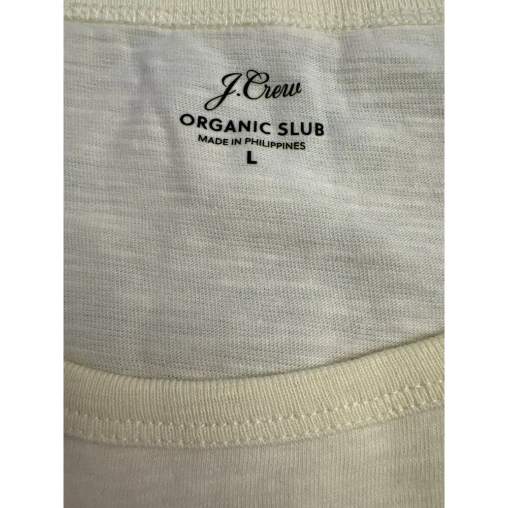 J.Crew Women Organic Slub Cotton T-Shirt Large Yellow Crew Neck Short Sleeve NWT - Image 2