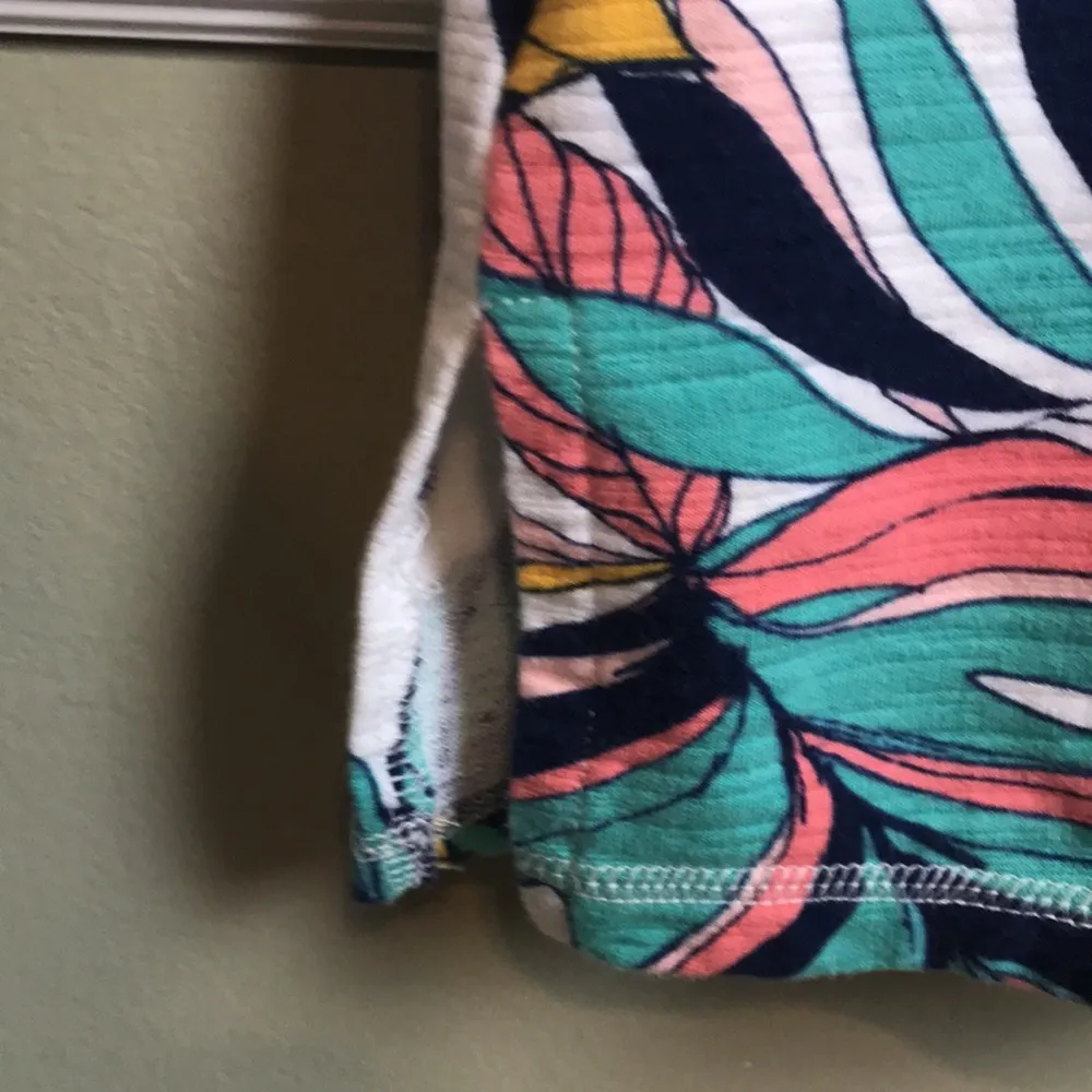 T by Talbots Women’s UPF 50 Leaf Print Colorful Tropical Shirt Dress - Image 4