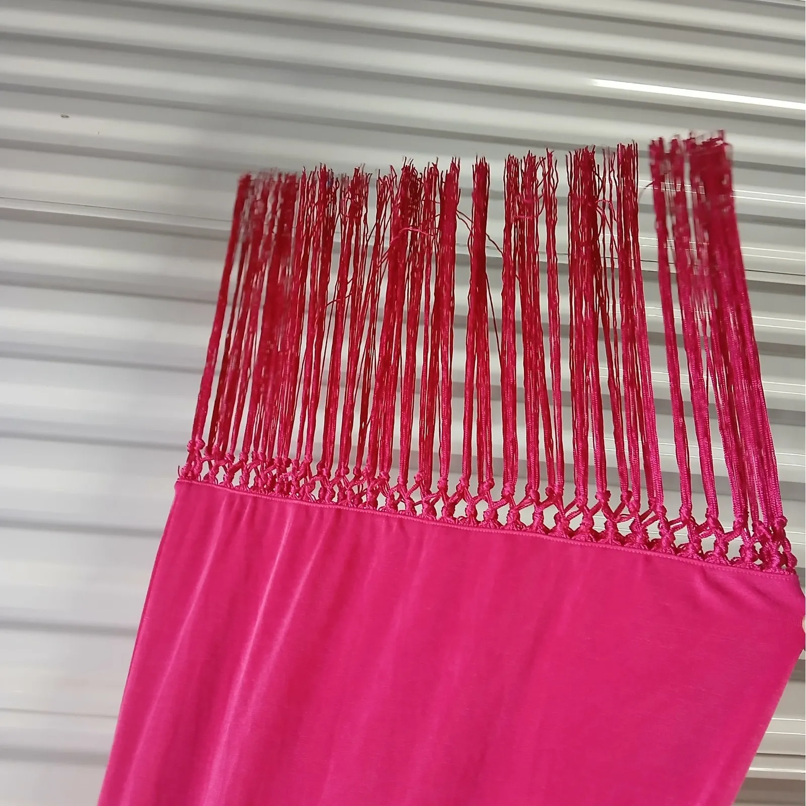 Mango MNG Womens Cocktail Dress Size 8 Pink Halter Fringe Midi Y2K Soft Girl - Image 11