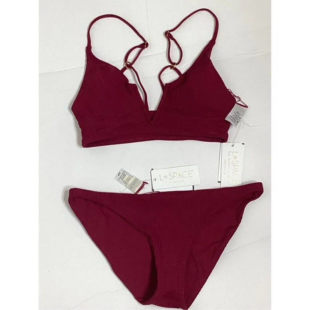 New. L*SPACE plum ribbed bikini set. Small. Retails $193 - Image 9