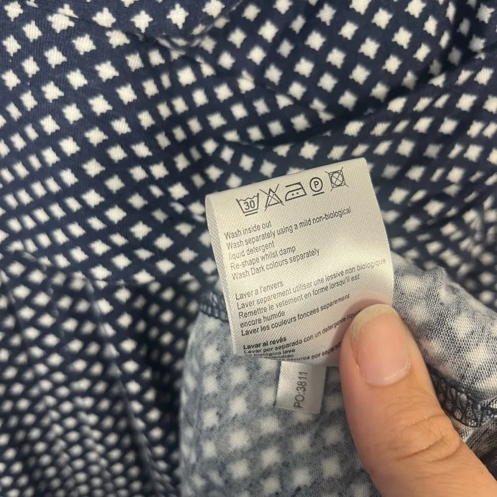 Seraphine crossover maternity & nursing navy and white printed dress size 10 - Image 7