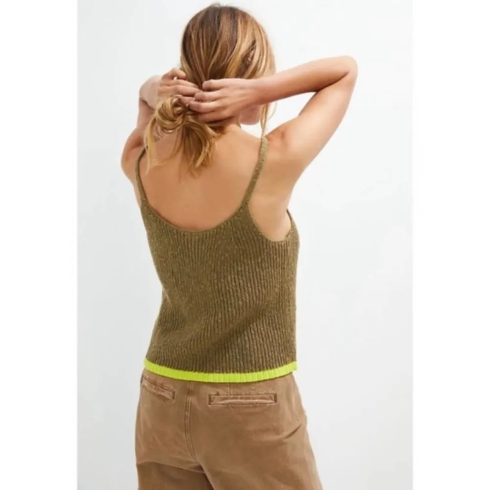 Anthropologie Pilcro Easy Breezy Knit Tank Size Medium Olive Green Neon Green - Image 41