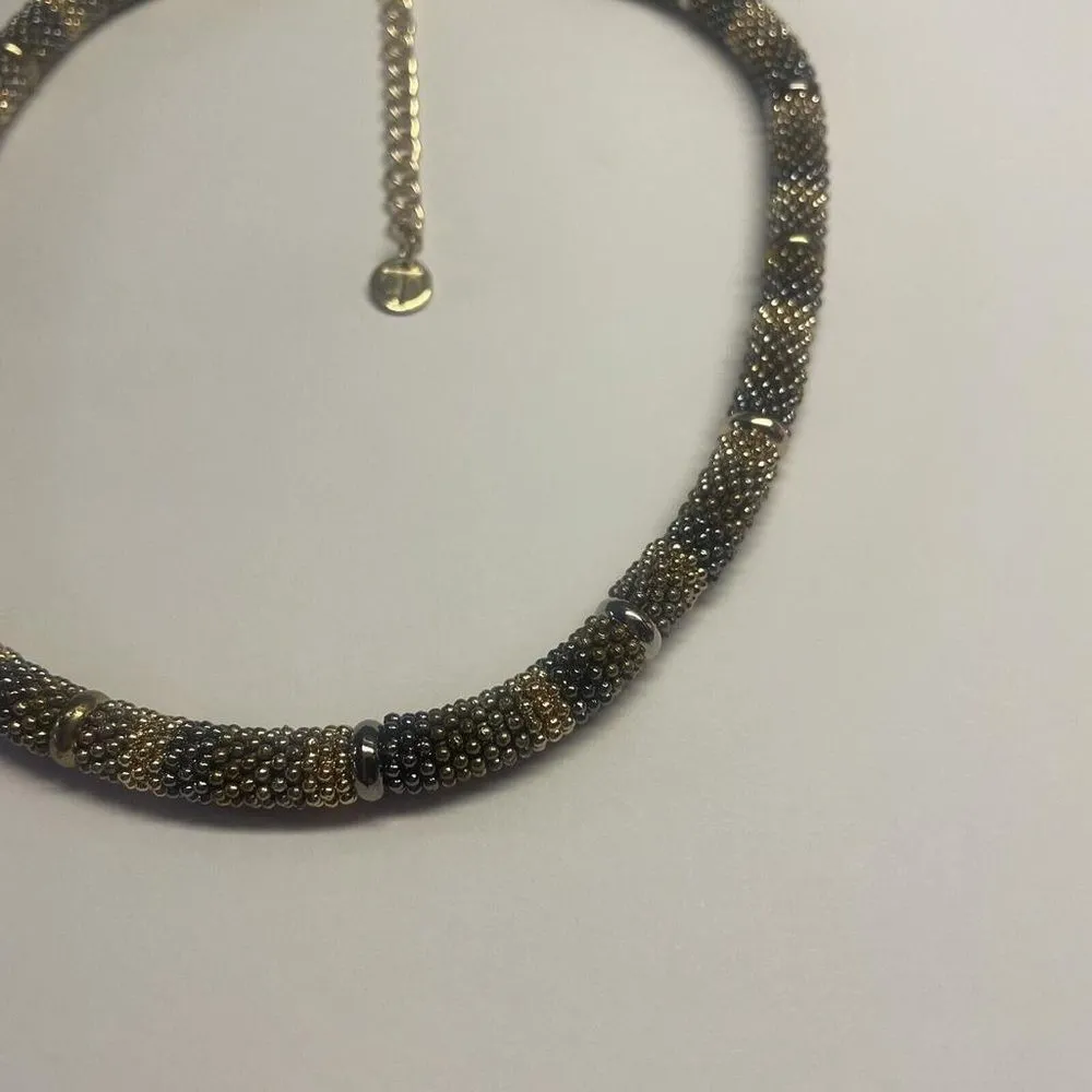 Women’s Signed T - Talbots - Two Tone Chain Costume Necklace - Image 3