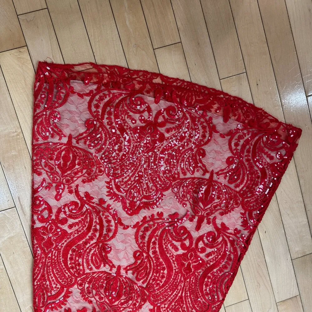 FREE PEOPLE Night Shimmers Mini Dress Sequin Lace Deep V Neck Size 2 - Image 8