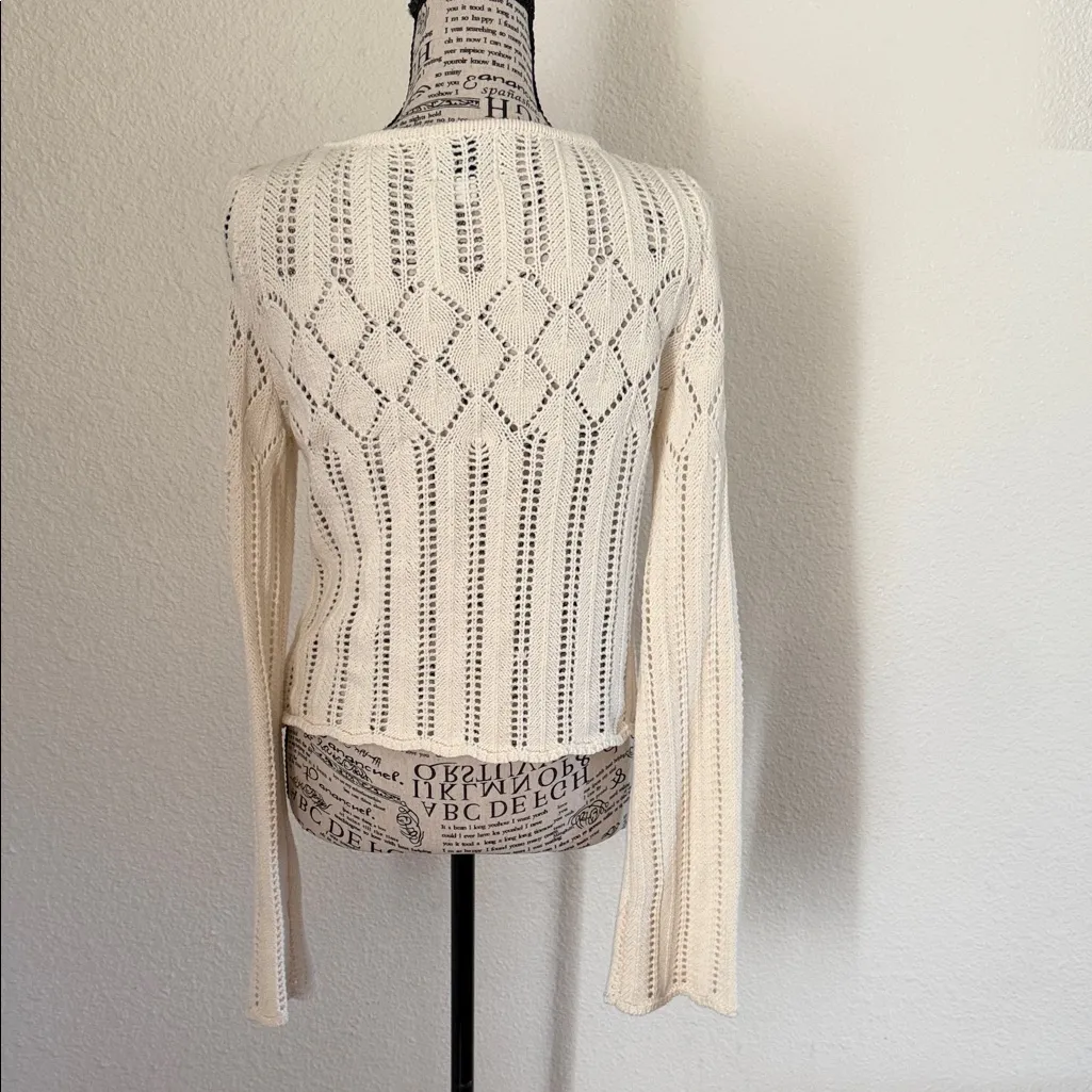 Pink Rose Cream Knit Cardigan - Image 2