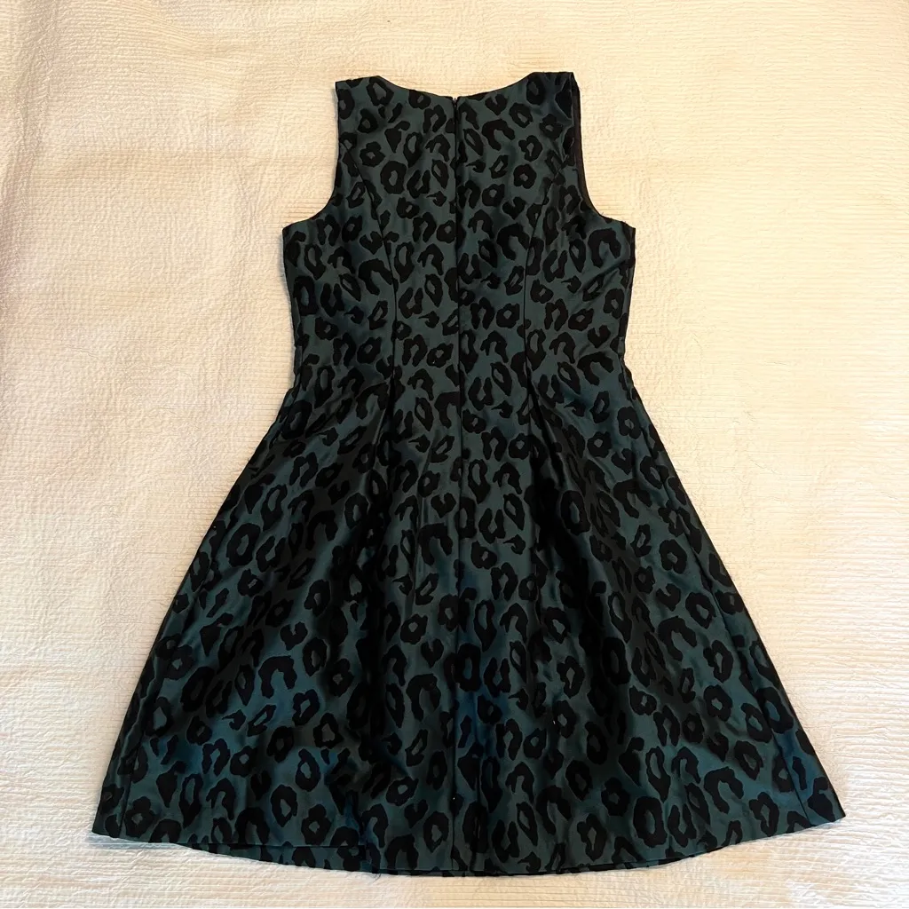 LOFT dress cocktail jacquard green black animal print sleeveless size 4 - Image 13