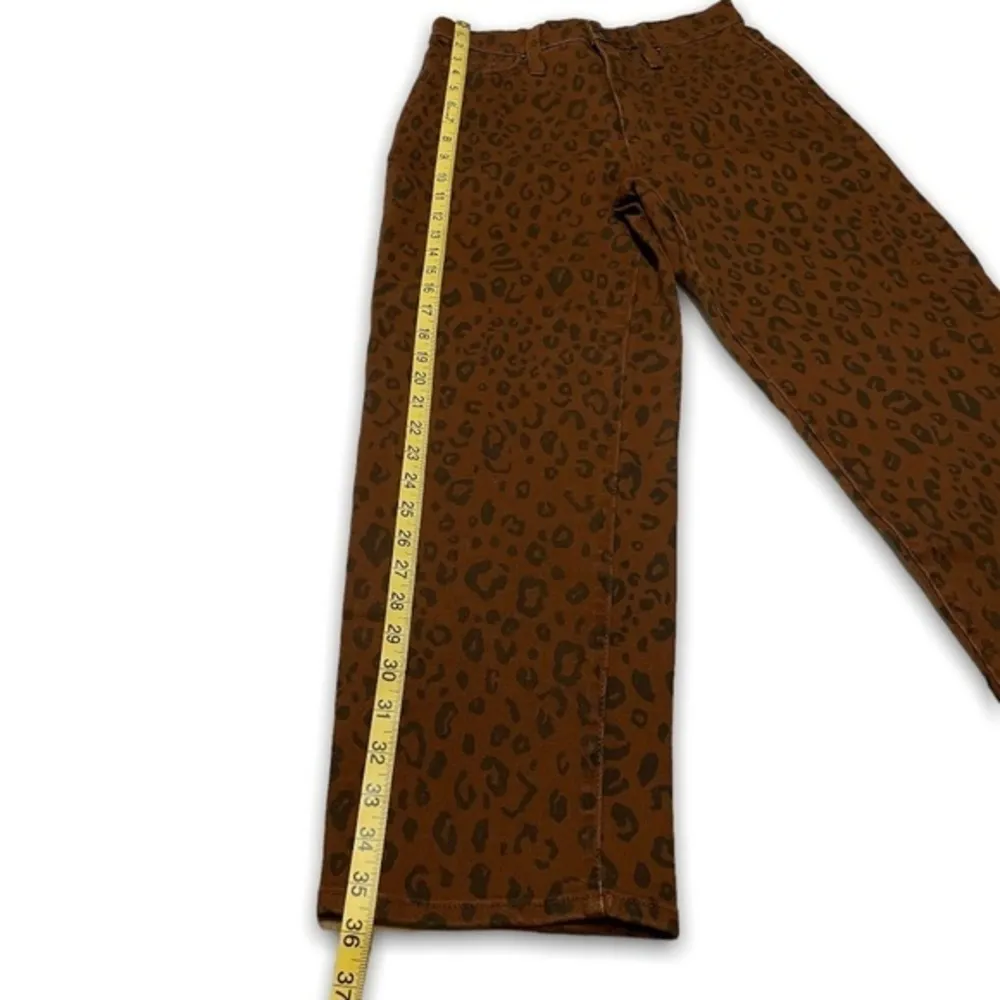 NWOT Brown Black Leopard Animal Print Straight Leg Jeans Ankle High Rise New - Image 8