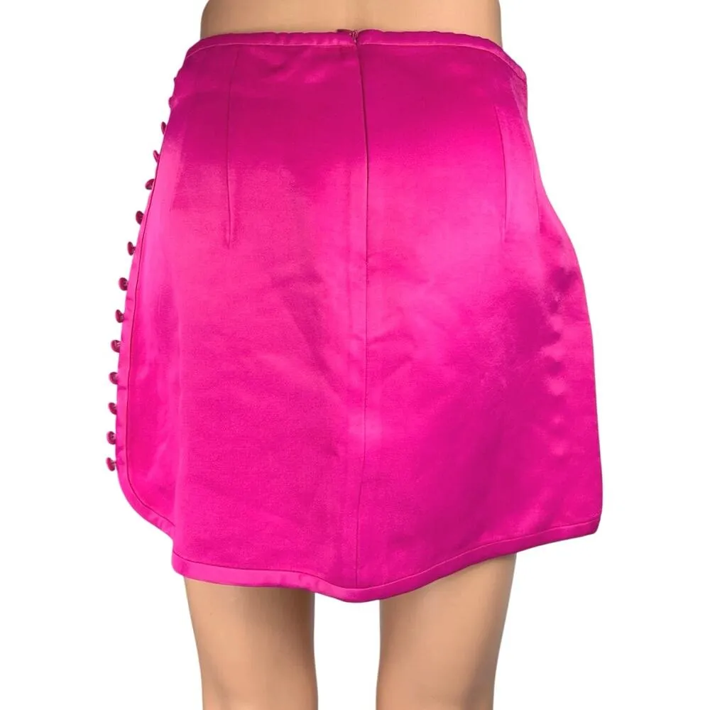 Zara Women's Pink Silky Satin Side Buttons Mini Straight Pencil Skirt Size S - Image 3