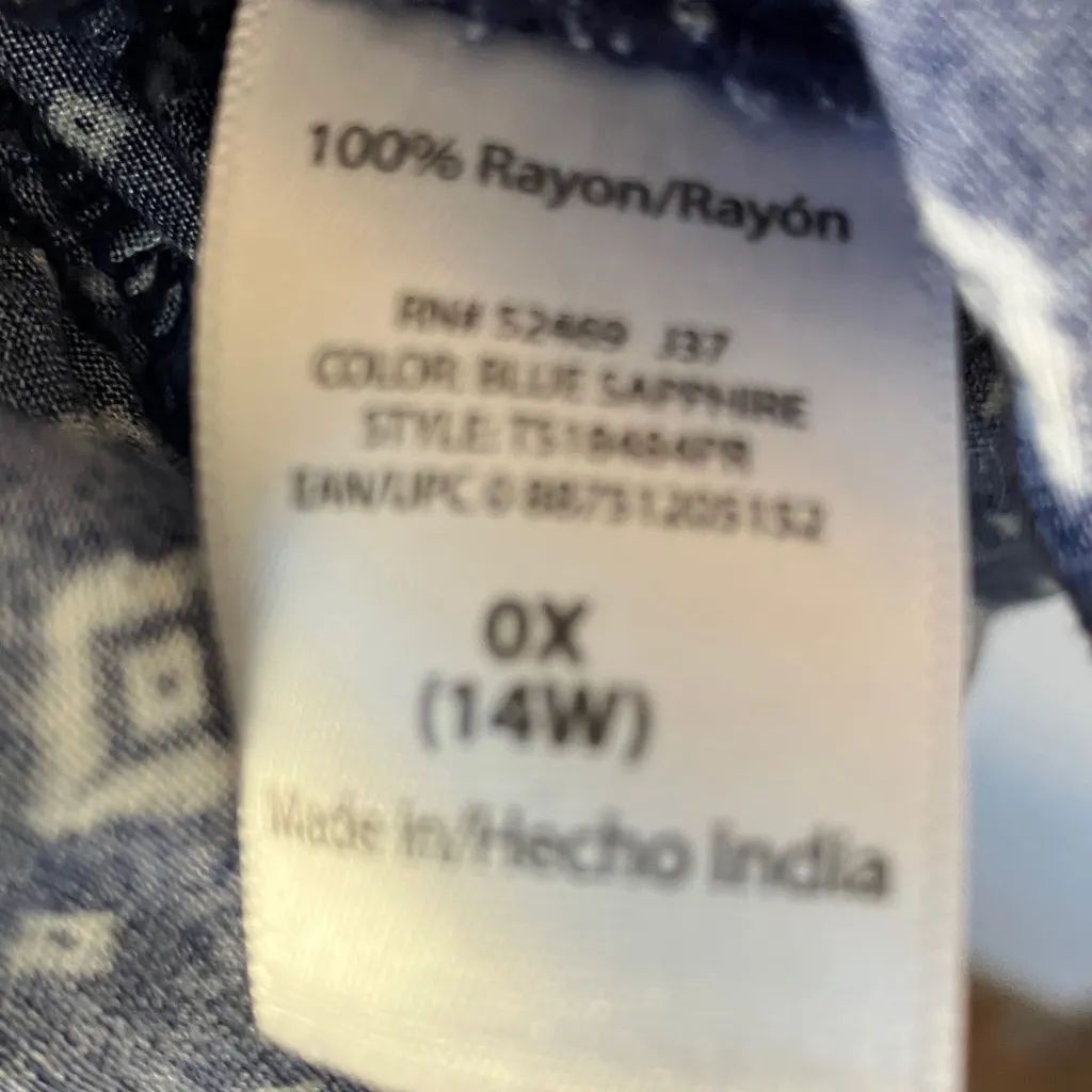 Terra & Sky Indigo Geometric Rayon Blouse 0x - Image 3